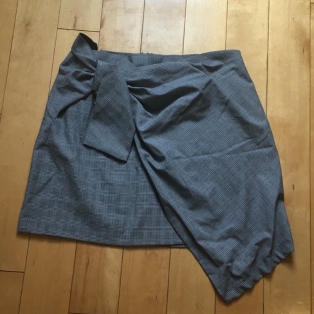 Zara Plaid Faux Wrap Tied Skirt